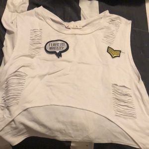 white crop with army patches